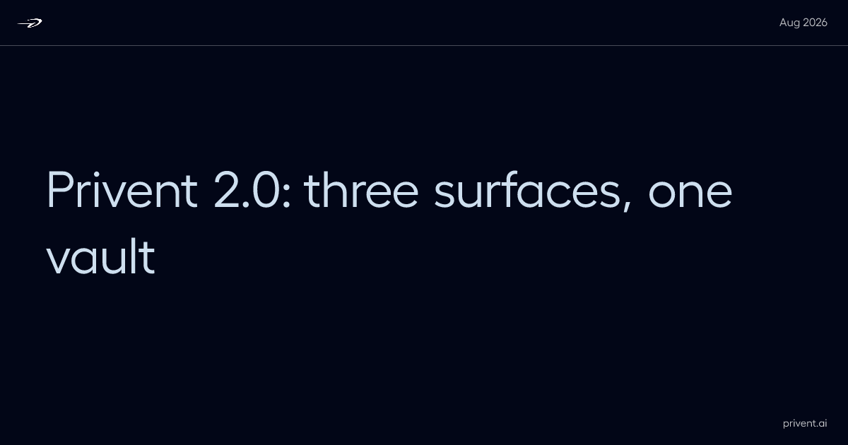 Privent 2.0: three surfaces, one vault